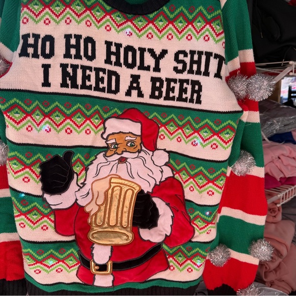 Spencer's Green and Black Holiday Sweater with lights. Never been worn - Picture 5 of 11